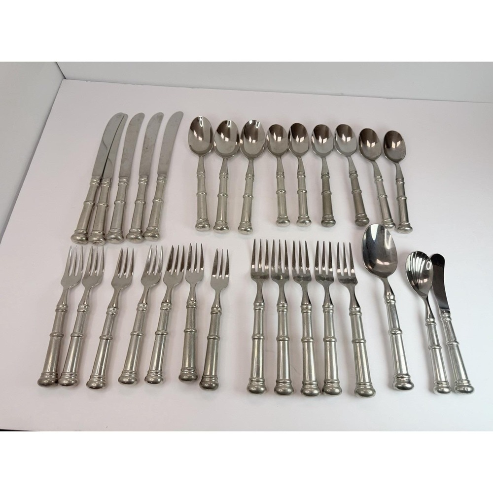 Kirk Pewter Old Annapolis 29 Pieces Spoons Forks Knives Serving